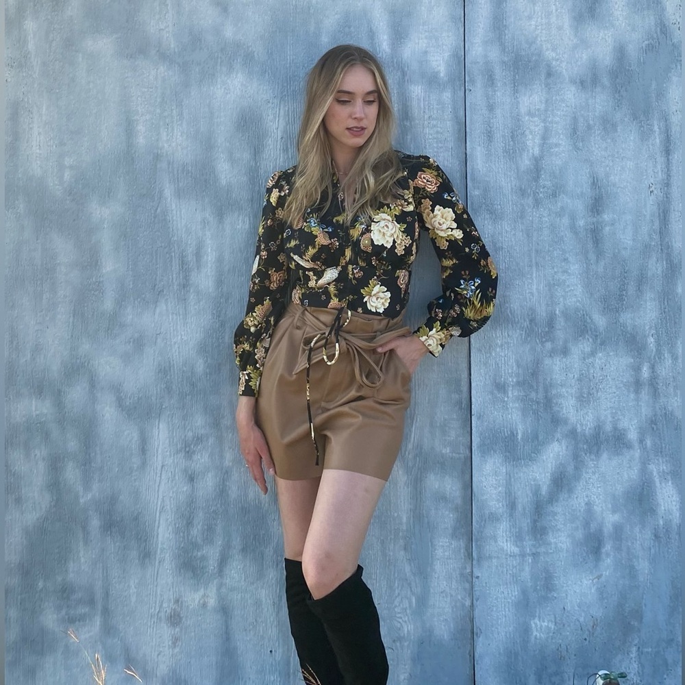 ZARA FLORAL WOMEN'S BLOUSE SIZE SMALL AND MEDIUM NWT CROP TIE WAIST - Picture 2 of 11